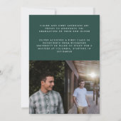 Moderne grüne Schrift 3 Foto Stilvoller Abschluss Einladung (Rückseite)
