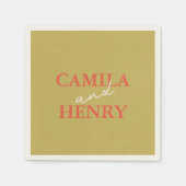 Moderne grüne Schrift Hochzeit von Napkins Serviette (Vorderseite)