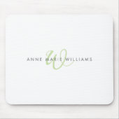 Moderne grüne Schriftmonogramm Mousepad (Vorne)
