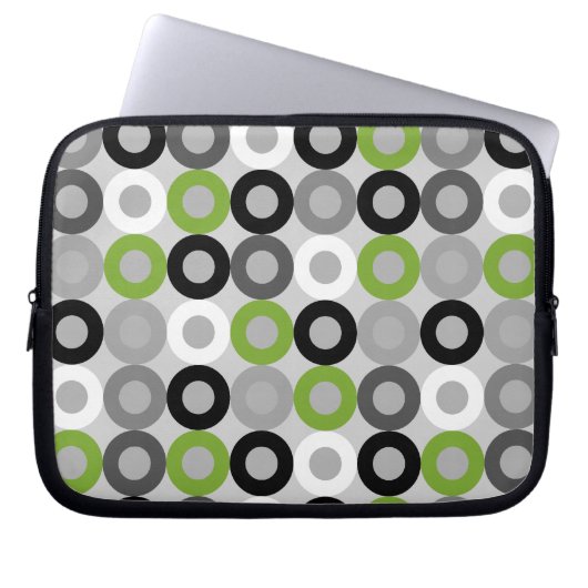 Moderne grüne, schwarz-weiße Punkte - Laptop-Sieb Laptopschutzhülle (Vorderseite)