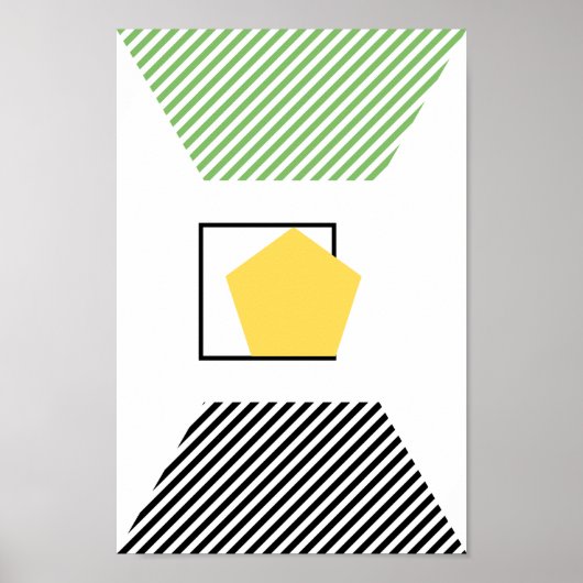 Moderne, grüne, schwarze und gelbe Formen Abstrakt Poster (Vorne)