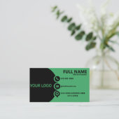 Moderne grüne schwarze Unternehmens-QR-Code-Visite Visitenkarte (Stehend Vorderseite)