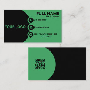 Moderne grüne schwarze Unternehmens-QR-Code-Visite Visitenkarte