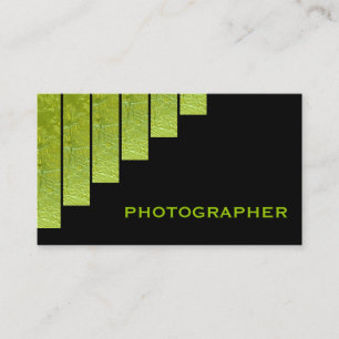 Moderne, grüne, schwarze, vertikale Streifen Fotog Visitenkarte