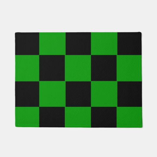 Moderne grüne schwarzes Quadrat-Muster-Gewohnheit Fußmatte (Vorderseite)