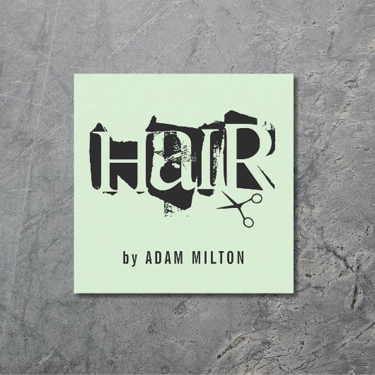 Moderne grüne Schwarzwurzel-Haarstylistin Quadratische Visitenkarte