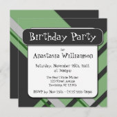 Moderne grüne Semi-Karierte Geburtstagseinladung Einladung (Vorne/Hinten)