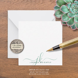 Moderne grüne Skriptmonogramm-Initialen minimal Mitteilungskarte