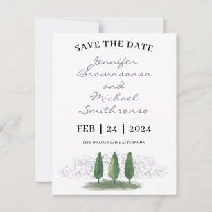 Moderne grüne Smaragdwald-Natur-Hochzeit Save The Date
