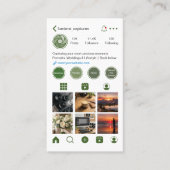 Moderne grüne soziale Medien Foto Grid QR-Code Visitenkarte (Vorderseite)