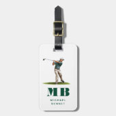 Moderne grüne Sportgolf-Monogramm Gepäckanhänger (Vorderseite vertikal)