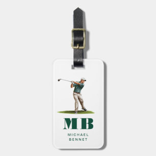 Moderne grüne Sportgolf-Monogramm Gepäckanhänger