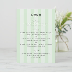 Moderne grüne Streifen elegante Hochzeit Menükarte