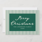 Moderne grüne Streifen frohe Weihnachten Non-Foto (Vorderseite)
