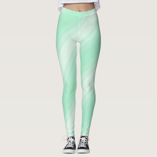 Moderne, grüne Streifen in modernem Design Leggings (Vorderseite)