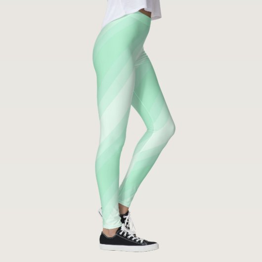 Moderne, grüne Streifen in modernem Design Leggings (Rechts)