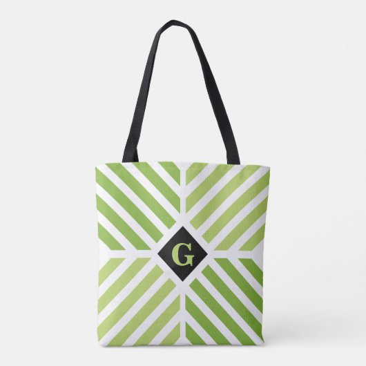 Moderne grüne Streifen Tasche (Rückseite)