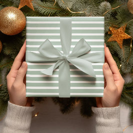 Moderne grüne Streifen Weihnachten Geschenkpapier