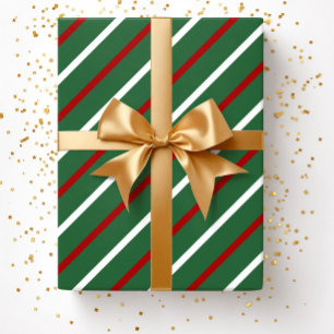 Moderne grüne Streifen Weihnachten Geschenkpapier