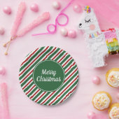 Moderne grüne Streifen Weihnachten Pappteller (Party)