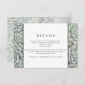 Moderne grüne Sukkuline | Angaben zur Hochzeitsemp Begleitkarte (Vorne/Hinten)