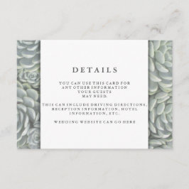 Moderne grüne Sukkuline | Angaben zur Hochzeitsemp Begleitkarte