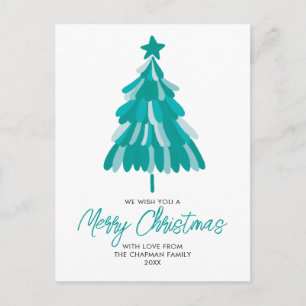 Moderne grüne Teal-Weihnachtsbaum Feiertagspostkarte