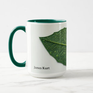 Moderne Grüne Tech-Blatt Personalisiert Tasse