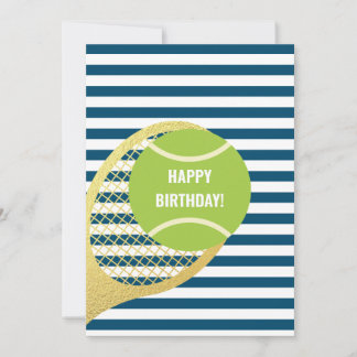 Moderne grüne Tennis-Ball Navy Blue Geburtstag Feiertagskarte