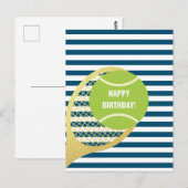 Moderne grüne Tennis-Ball Navy Blue Geburtstag Postkarte (Vorne/Hinten)