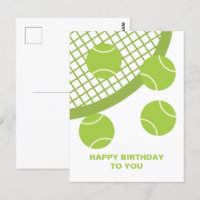 Moderne grüne Tennisball-Schläger Happy Birthday