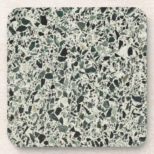 Moderne grüne Terrazzo Getränkeuntersetzer (Vorderseite)
