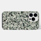 Moderne grüne Terrazzo-Muster-Abstraktion iPhone Hülle (Rückseite (Horizontal))