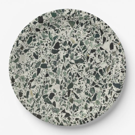 Moderne grüne Terrazzo Pappteller (Vorderseite)