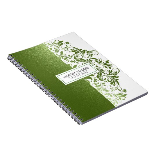 Moderne grüne Textur & Wirbel auf Weiß Notizblock (Rechte Seite)