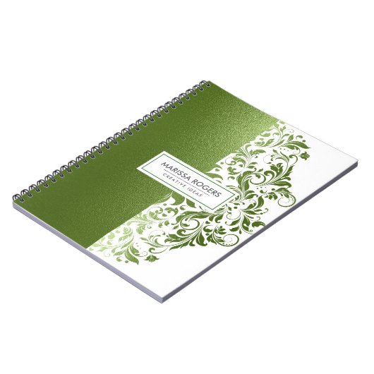 Moderne grüne Textur & Wirbel auf Weiß Notizblock (Linke Seite)