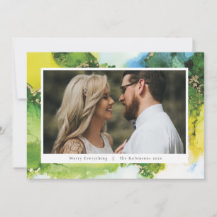 Moderne grüne Tinten-Festtags-Weihnachts-Foto Feiertagskarte