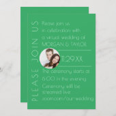 Moderne grüne Tonalvirtualisierung, Hochzeit, Foto Einladung (Vorne/Hinten)