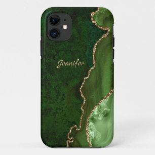 Moderne grüne Tones Gold Agate Crystal personalisi Case-Mate iPhone Hülle