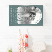 Moderne grüne Torbogen-Foto-Graduationsbegrüßung Banner (Insitu)