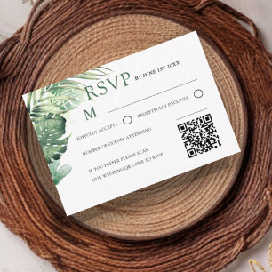 Moderne Grüne Tropische Hochzeits-RSVP RSVP Karte