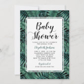 Moderne grüne tropische Palme Blätter Kinderdusche Einladung (Vorderseite)