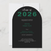 Moderne grüne Typografie-Bogen-Abschlussankündigun Einladung (Rückseite)