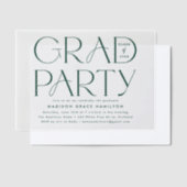 Moderne grüne Typografie-Graduierungspartei Pergament Einladungen (Versetzt)