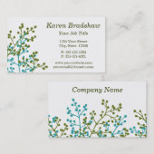 Moderne grüne u. blaue BlumenVisitenkarte Visitenkarte (Vorne/Hinten)