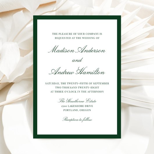 Moderne grüne Umrandung Hochzeit Einladung