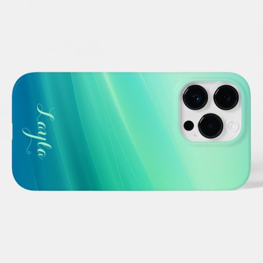 Moderne grüne und blaue Gradient-Script-Kalligrafi Case-Mate iPhone Hülle (Rückseite (Horizontal))