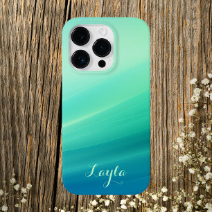 Moderne grüne und blaue Gradient-Script-Kalligrafi Case-Mate iPhone 14 Pro Hülle