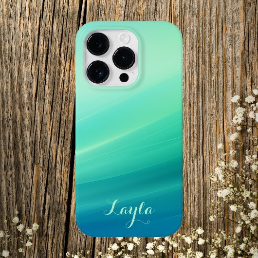 Moderne grüne und blaue Gradient-Script-Kalligrafi Case-Mate iPhone Hülle