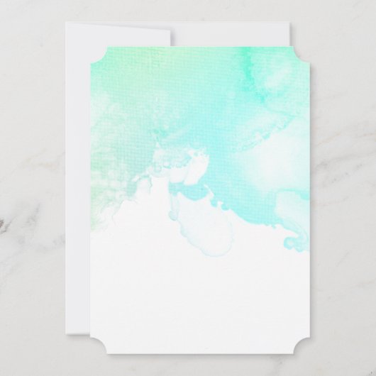 Moderne grüne und blaue Wasserfarbe Einfache Hochz Einladung (Rückseite)